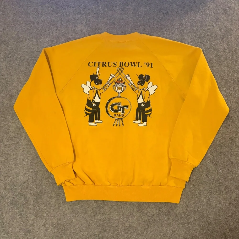 Vintage 90s Georgia Tech University 1991 Citrus Bowl Band Crewneck Sweatshirt Lg